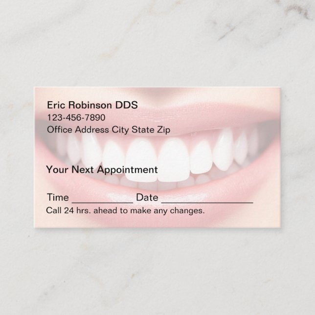 Cartão De Horário New Dentist Office Smile Appointment Cards (Frente)