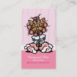 Cartão De Horário Nomeação cor-de-rosa de Yorkie dos termas do