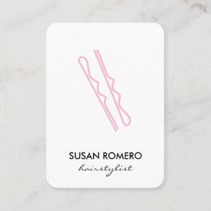 Cartão De Horário Nomeação cor-de-rosa dos pinos de cabelo