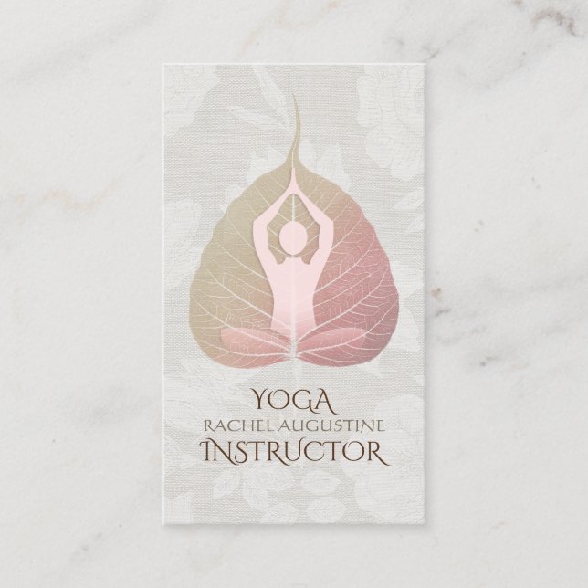 Cartão De Horário Nomeação de Instrutor de Meditação YOGA Bodhi Leaf (Frente)