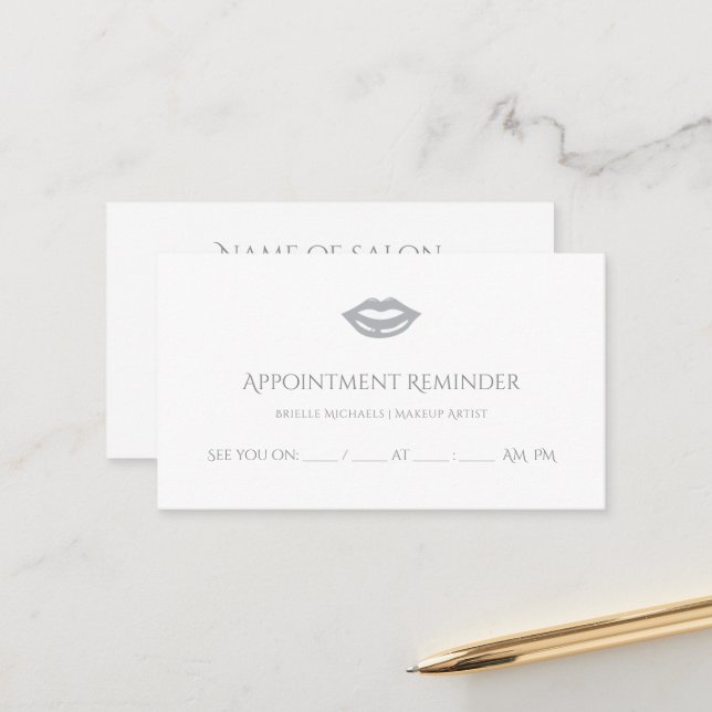 Cartão De Horário Nomeação de Lábios Artistas MUA Profissionais (Frente/Verso In Situ)