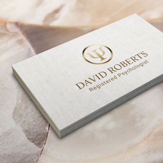 Cartão De Horário Nomeação de Linen Elegante Conselheiro Psicólogo (Criador carregado)