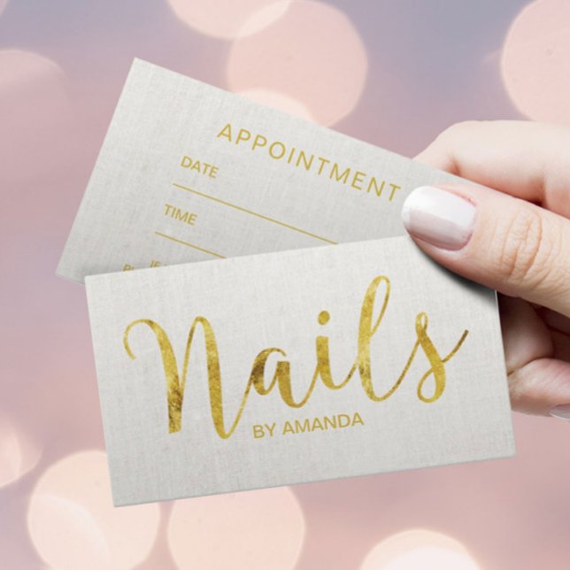 Cartão De Horário Nomeação de Script Dourado Manicurista de Salão de (Criador carregado)