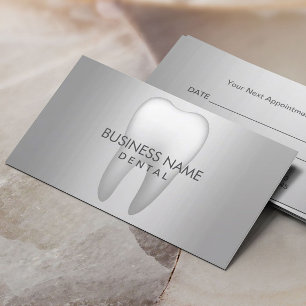Cartão De Horário Nomeação dental da prata moderna do metal
