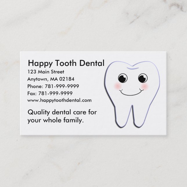 Cartão De Horário Nomeação dental do dente feliz feito sob encomenda (Frente)