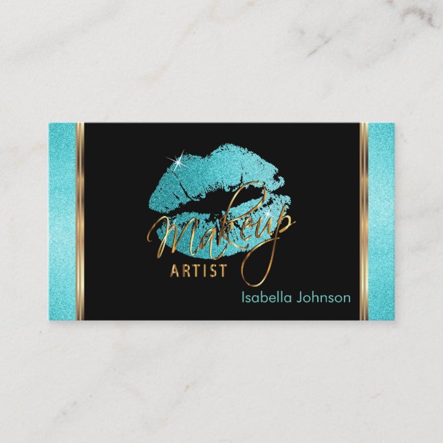 Cartão De Horário Nomeação do brilho da cerceta do maquilhador (Frente)