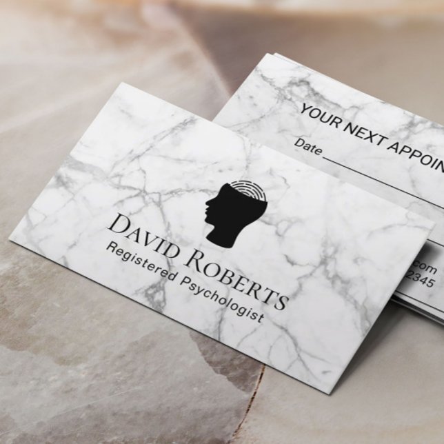 Cartão De Horário Nomeação do Conselheiro Psicólogo Marble (Criador carregado)