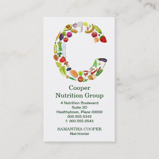 Cartão De Horário Nomeação do monograma C do nutricionista