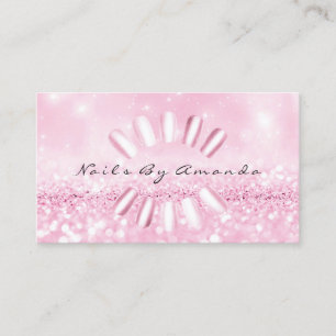 Cartão De Horário Nomeação do rosa do brilho do Manicure do artist