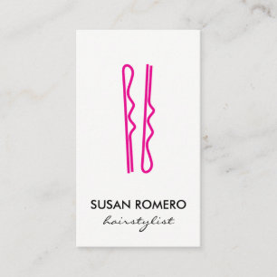 Cartão De Horário Nomeação dos pinos de cabelo do rosa quente