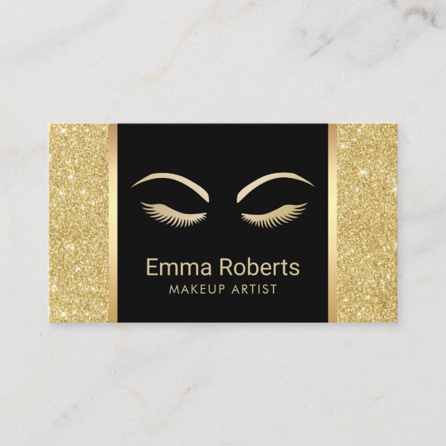 Cartão De Horário Nomeação Dourado do brilho do maquilhador do (Frente)