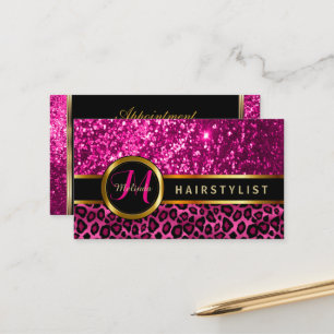 Cartão De Horário Nomeação Dourado do brilho do rosa quente do