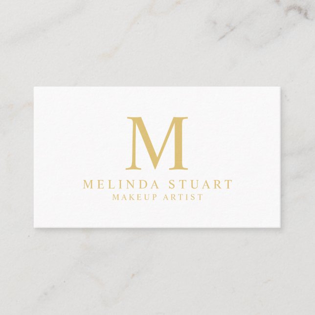 Cartão De Horário Nomeação elegante branca e Dourado (Frente)