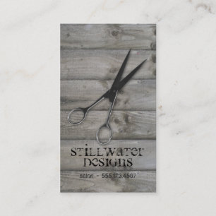 Cartão De Horário O barnwood do Grunge Scissors a madeira do