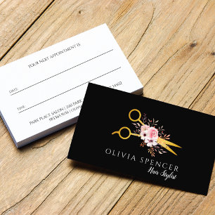 Cartão De Horário O ouro chique Scissors o salão de beleza