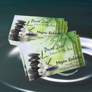 Cartão De Horário O zen de bambu apedreja o salão de beleza da