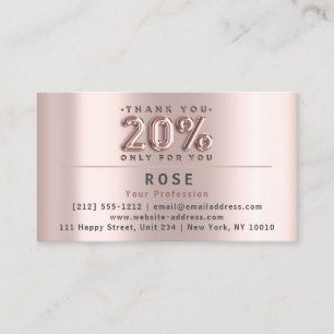 Cartão De Horário obrigado de logotipo 20% sem desconto Rosa Sinaliz