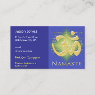 Cartão De Horário OM em azul & no ouro - Namaste