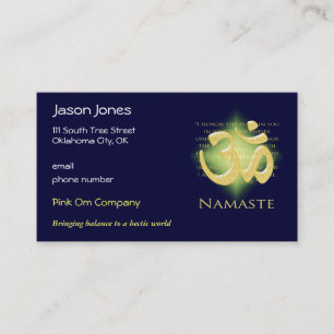Cartão De Horário OM em verde & no ouro - Namaste