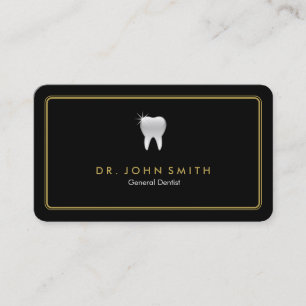 Cartão De Horário Ouro Arredondado Frame Black Dental