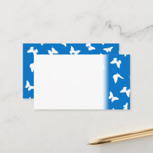 Cartão De Horário Padrão estético azul de fundo da borboleta branc