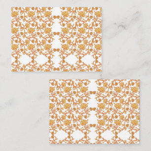 Cartão De Horário Padrão floral simétrico com motivos laranja rese