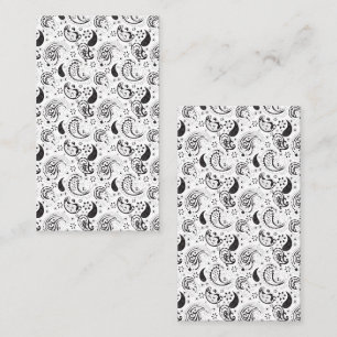 Cartão De Horário Padrão Paisley Preto e Branco – Arte Textil Elegan