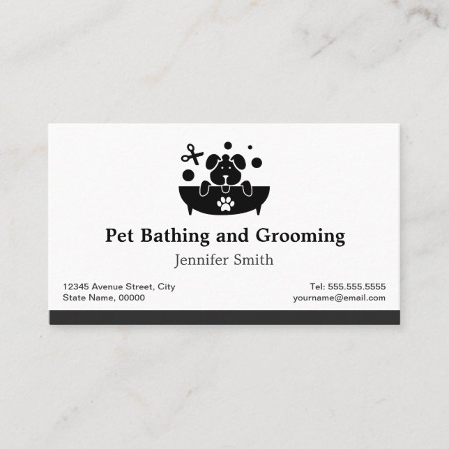 Cartão De Horário Pet Bathing and Grooming - Nomeação (Frente)