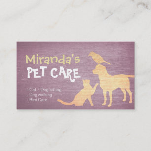 Cartão De Horário Pet Care Puro e Dourado Cão Gato Silhouettes