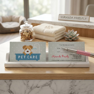 Cartão De Horário Pet Care Sitting Bathing and Grooming Beausalon