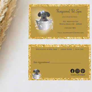 Cartão De Horário Pet Grooming Dog Glitter Business