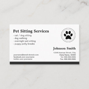 Cartão De Horário Pet Sitting Pet Care - Nomeação