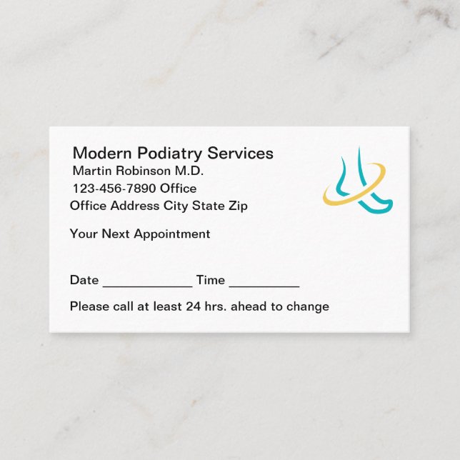 Cartão De Horário Podiatrist Modern Logo Appointment Cards  (Frente)