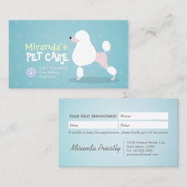 Cartão De Horário Poodle Dog Pet Care Sentado Salão de Aquecimento d