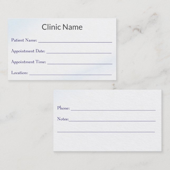 Cartão De Horário Professional Doctor Appointment Reminder Card (Frente/Verso)