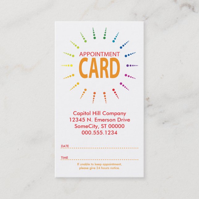 Cartão De Horário rainbowBurst da nomeação (Frente)