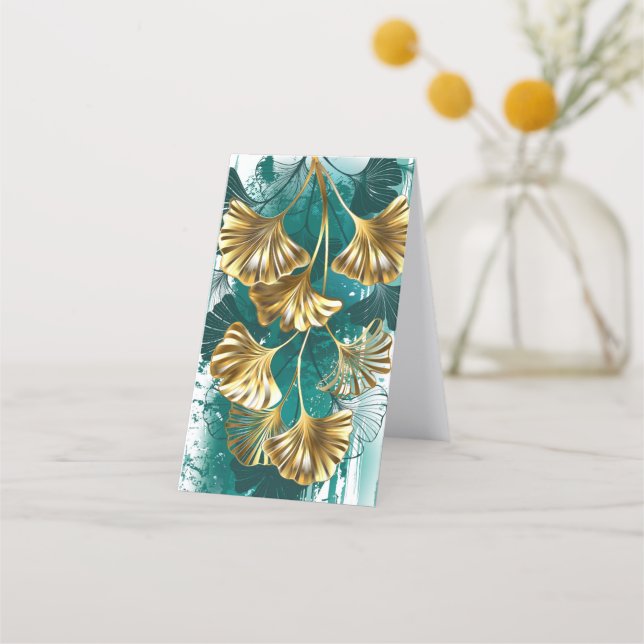 Cartão De Horário Ramificação com Ouro deixa Ginko Biloba (Verso)