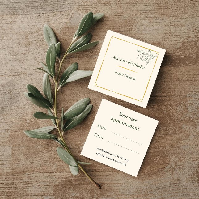 Cartão De Horário ramo de oliveira elegante (Criador carregado)