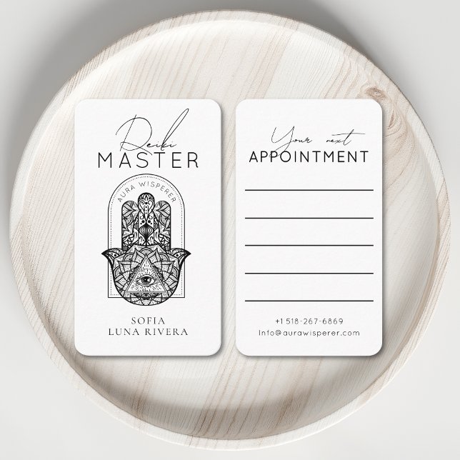 Cartão De Horário Reiki Master Hamsa Hand Evil Eye Yoga Therapist (Reiki Master Hamsa Hand Evil Eye Yoga Therapist Appointment Card)