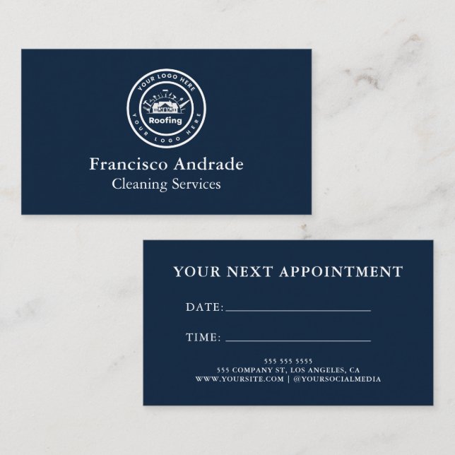 Cartão De Horário Roofing Company | Custom Logo Services (Frente/Verso)