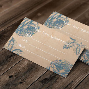 Cartão De Horário Rosa Azul Salon Vintage Nomeação Floral