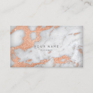Cartão De Horário Rosa Cinza Dourada de Cobre - Compromisso Marble C