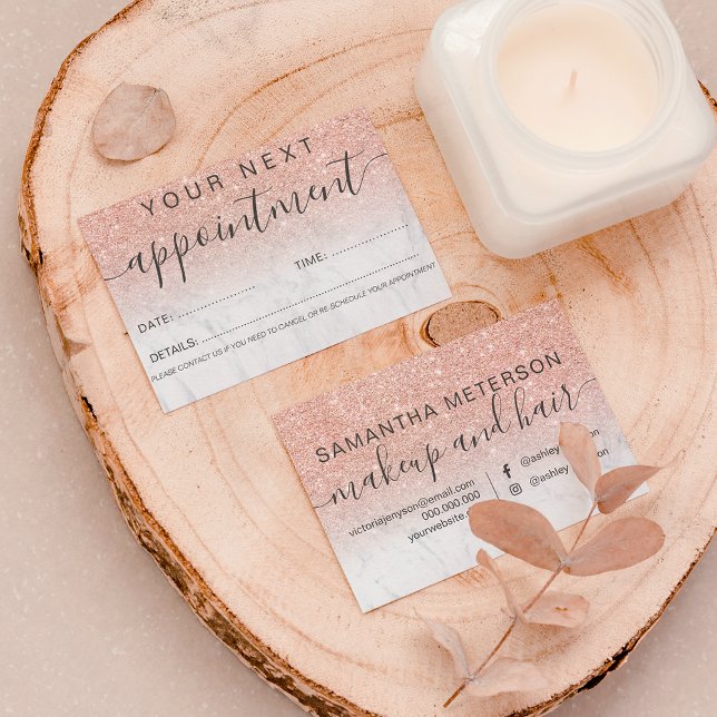 Cartão De Horário Rosa de-ouro-mouro-mouro-mbre profissional (Criador carregado)