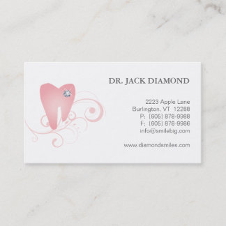 Cartão De Horário Rosa dental 2 do logotipo do dente do diamante do