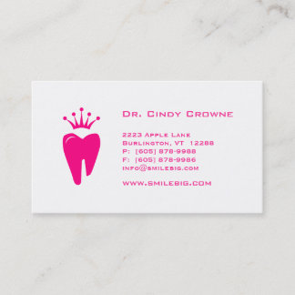 Cartão De Horário Rosa dental do logotipo do dente da coroa do