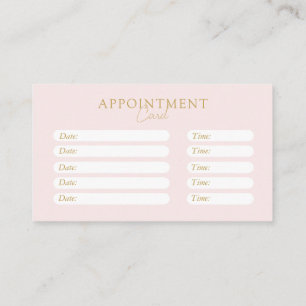 Cartão De Horário Rosa e Dourado-Bege, Minimalista, Elegante, Salão