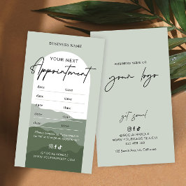 Cartão De Horário Sage Verde Loja de Cabelo e Maquiagem Logotipo Arc
