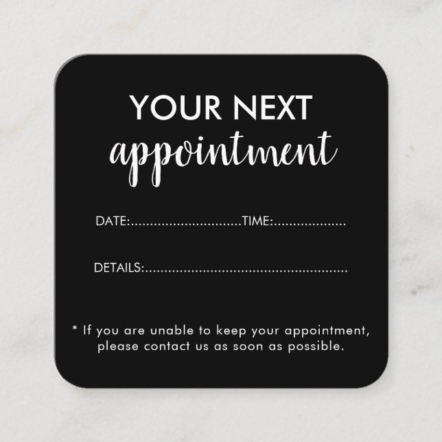 Cartão De Horário Salão da Bela Negra Elegante Moderna (Frente)