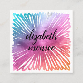 Cartão De Horário Salão de Aquarela Colorida