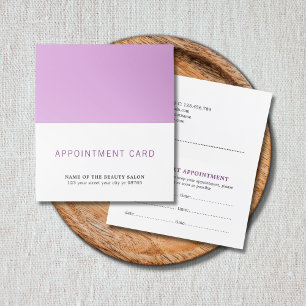 Cartão De Horário Salão de beleza branco roxo elegante simples